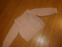 メゾピアノ フリル付きピンクニットセーター