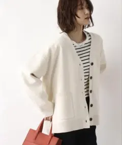 グローバルワーク　カーディガン　リッチライトニットカーディガン　Ｖネックホワイト