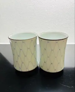 深川製磁　錦網目 反型　お湯呑　2客