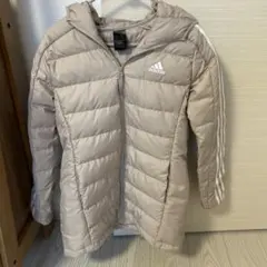 adidas フード付きベージュダウンジャケット L