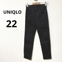 UNIQLO 22 ブラック ハイライズスキニー アンクルジーンズ デニム