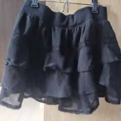 黒 シフォン風 フレアミニスカート