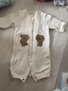 petit main クマ刺繍ロンパース