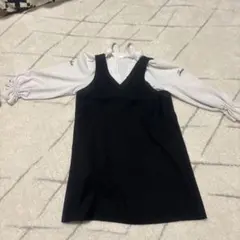 JENNI love 黒白 Vネック ワンピース