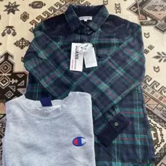 150チェック柄長袖シャツ 未使用/140トレーナーおまけ