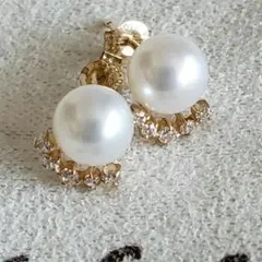 パール&ジルコニア♡人気【アガット】K10 キュービックジルコニア パールピアス
