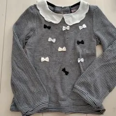 リボン装飾のストライプ長袖シャツ カットソー ♡マザウェイズ