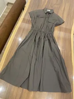 OPAQUE.CLIP グレーブラウン半袖シャツワンピース