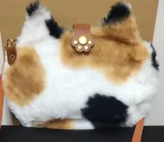 猫デザイン ファーショルダーバッグ(ハンドメイド)