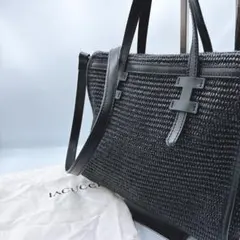 良品⭐️イアクッチ ストロー素材 ハンドバッグ 2way 黒 かご