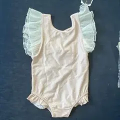 Cottoli UVカット　プリーツシフォン　リボン　フリル　ピンク　水着