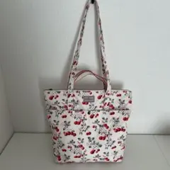 キャスキッドソン　チェリー柄トートバッグ　さくらんぼ　桜　2way