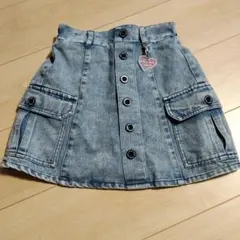 デニムブルー ボタン付きスカート