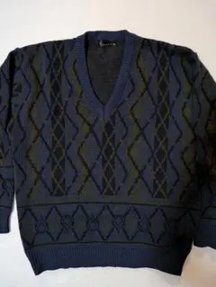 【ヴィンテージ/日本製】Vネックセーターメンズ M 昭和レトロ アクリルウール