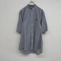 美品✨ バーバリー ロンドン 半袖シャツ ロゴ 刺繍 ストライプ バンドカラー