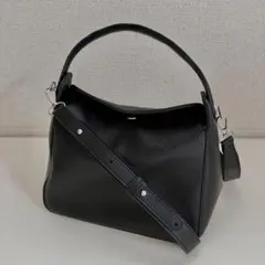 chuclla 黒レザーライク ミニ スクエアーショルダー ハンドバッグ2WAY