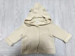 【baby GAP】オフホワイトくま耳フード付きカーディガン 80cm