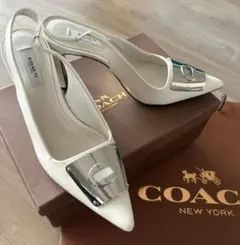 COACH スリングバック パンプス ホワイト