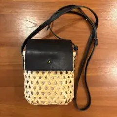 美品◇エバゴス 紅籘 ハンドバッグ デニム ミラー付き インディゴ