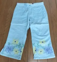 GAP 水色 花柄刺繍 ハーフパンツ size7 130cm