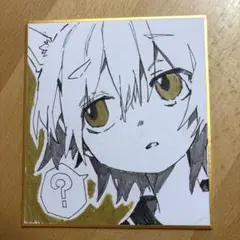 おはようみく 手描きイラスト 色紙 猫耳 - メルカリ