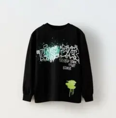 ザラキッズ　ロンT ロゴ　ブラック　120