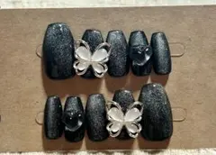 ネイルチップ 【マグネット輝く蝶ハートネイル】