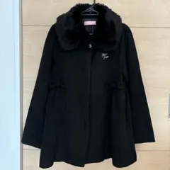 メゾピアノ　ブラックコート フェイクファー襟