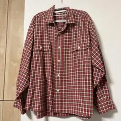 メンズ　長袖シャツ　赤　チェック　おおよそXL