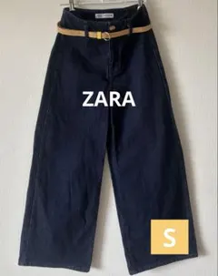 ZARA ダークブルー ワイドレッグデニム