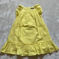 BeBe ベベ ワンピース 120cm イエロー フリル刺繍 綿100% キッズ