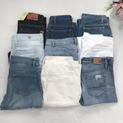 デニムパンツまとめ売り ９本リメイク リペアハンドメイド ジーンズ