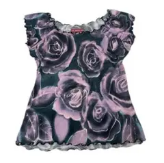 ❤︎00s grunge フェアリーグランジ ダークコア バラ柄カットソー y2k