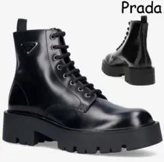 PRADA ブラッシュドレザー コンバットブーツのサムネイル