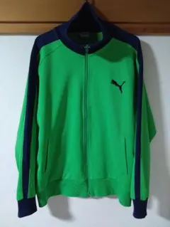 Puma フルジップジャケット ライムグリーン/ネイビー 90's - メルカリ