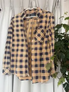 RONHERMAN vintage★チェック柄長袖シャツ ベージュ ネイビー