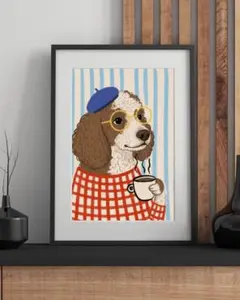 オリジナルイラスト ポスターA4 インテリア パリ フレンチプードルAmélie