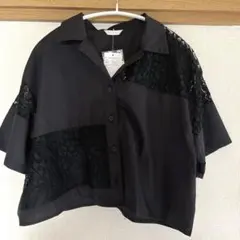 新品未使用ehkasopo/黒レースパッチワークシャツのサムネイル