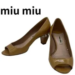 ミュウミュウ ビジュー ヒール オープントゥ パンプス