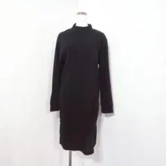 COLZA リブニットワンピース ブラック系 サイドスリット モックネック