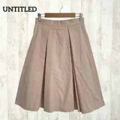 アンタイトル ひざ丈フレアスカート 1 ベージュ タック 光沢感 きれいめ 上品のサムネイル