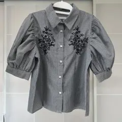 ギンガムチェック パフスリーブシャツ