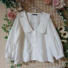 タグ付き美品】dot laceフリルカラーブラウス merryjenny - メルカリ
