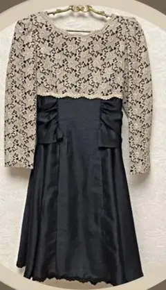 ✴︎結婚式✴︎お呼ばれドレス✴︎ゴールドレース✴︎フレアパーティードレス✴︎M