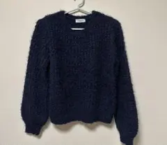 【Te chichi テラス】ネイビー ファジーニット 長袖セーター