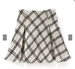 GRL ダイヤチェック柄ツイードフレアミニスカート
