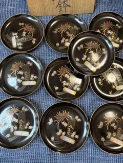 木製 螺鈿細工 梅蘭竹菊 茶托 4枚セット 茶道具 古美術 - メルカリ