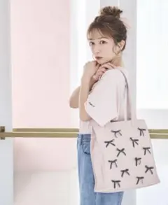 辻希美　辻ちゃん　しまむら　コラボ　アンジュシャルム　トートバッグ　リボン