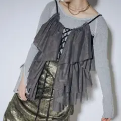 Ezick ベスト　Multi-layered レースアップチュールビスチェのサムネイル