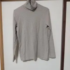 ストライプ柄タートルネック長袖Tシャツ Lサイズ